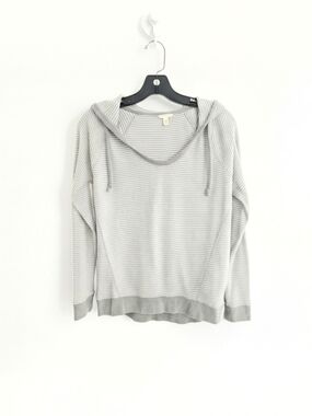 Sonoma Light Gray Striped Hoodie Sweatshirt Lightweight And Comfy Womens XS